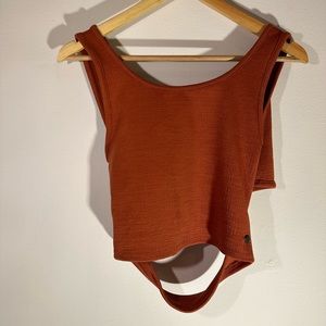 Burnt Orange Roxy Crisscross back Halter Top
